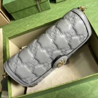 Gucci Women GG Matelassé Small Bag Light Grey Double G (3)