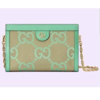 Gucci Women Ophidia Jumbo GG Small Shoulder Bag Beige Green Mint Canvas (9)