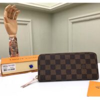 Louis Vuitton LV Unisex Clémence Wallet Brown Pink Damier Ebene Coated Canvas (1)