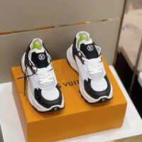 Louis Vuitton LV Unisex Run 55 Sneaker White Mix Materials Lifted Rubber Outsole (1)