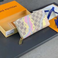 Louis Vuitton LV Unisex Zippy Wallet Damier Azur Coated Canvas Cowhide Leather (5)