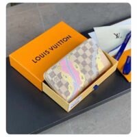 Louis Vuitton LV Unisex Zippy Wallet Damier Azur Coated Canvas Cowhide Leather (5)