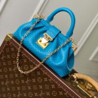 Louis Vuitton LV Women Monogram Clutch Blue Calfskin Leather S-Lock (2)