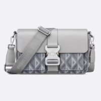 Dior Unisex Hit The Road Bag Strap Gray CD Diamond Canvas Smooth Calfskin (9)