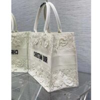 Dior Women CD Medium Book Tote White Multicolor D-Lace Embroidery Macramé Effect (7)