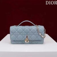 Dior Women CD Miss Dior Mini Bag Cloud Blue Cannage Lambskin (9)