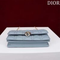 Dior Women CD Miss Dior Mini Bag Cloud Blue Cannage Lambskin (9)