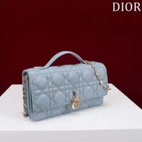 Dior Women CD Miss Dior Mini Bag Cloud Blue Cannage Lambskin (9)