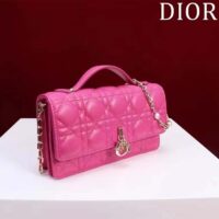 Dior Women CD Miss Dior Mini Bag Rani Pink Cannage Lambskin (7)