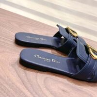 Dior Women CD Sandals 30 Montaigne Slide Black Calfskin Tonal Edge Dye (4)