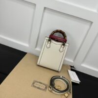 Gucci GG Women Gucci Diana Mini Tote Bag Double G White Leather (10)