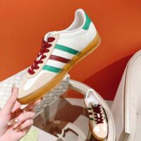 Gucci Unisex Adidas x Gucci Gazelle Sneaker White leather Oatmeal Suede Low Heel (6)