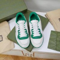 Gucci Unisex GG MAC80 Sneaker Off White Green Leather Round Toe Rubber Flat (11)