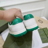 Gucci Unisex GG MAC80 Sneaker Off White Green Leather Round Toe Rubber Flat (11)