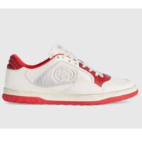 Gucci Unisex GG MAC80 Sneaker Off White Red Leather Round Toe Rubber Flat (8)