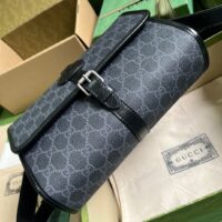 Gucci Unisex Messenger Bag Interlocking G Black GG Supreme Canvas Leather (1)