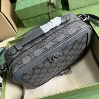 Gucci Unisex Ophidia Small Shoulder Bag Grey Black GG Supreme Canvas (2)