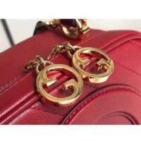 Gucci Women GG Blondie Top Handle Bag Red Leather Round Interlocking G (7)