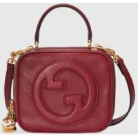 Gucci Women GG Blondie Top Handle Bag Red Leather Round Interlocking G (7)