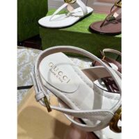 Gucci Women GG Double G Thong Sandal White Leather Flat 0.5 CM Heel (3)