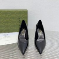 Gucci Women GG High Heel Pump Black Leather Pointed Toe 10 CM Heel (9)