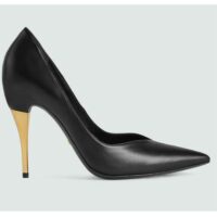 Gucci Women GG High Heel Pump Black Leather Pointed Toe 10 CM Heel (9)