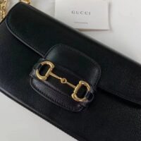 Gucci Women GG Horsebit 1955 Small Shoulder Bag Black Leather Top Handle (4)