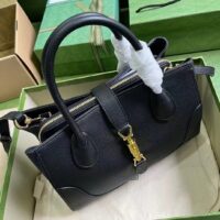 Gucci Women GG Jackie 1961 Small Natural Grain Tote Black Leather Medium Size (8)