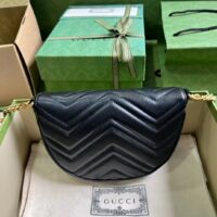 Gucci Women GG Marmont Matelassé Chain Mini Bag Black Chevron Leather Double G (7)