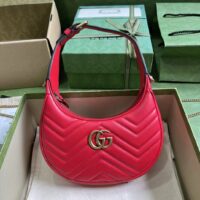 Gucci Women GG Marmont Matelassé Mini Bag Red Chevron Leather Double G (2)