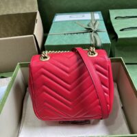 Gucci Women GG Marmont Matelassé Mini Shoulder Bag Red Matelassé Chevron Leather (7)