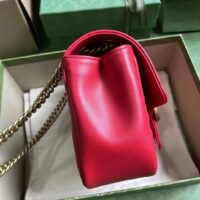 Gucci Women GG Marmont Matelassé Mini Shoulder Bag Red Matelassé Chevron Leather (7)