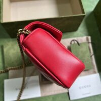 Gucci Women GG Marmont Matelassé Super Mini Bag Red Matelassé Chevron Leather (10)