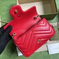 Gucci Women GG Marmont Matelassé Super Mini Bag Red Matelassé Chevron Leather (10)