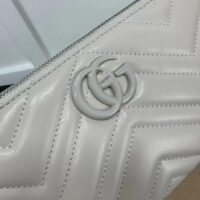 Gucci Women GG Marmont Shoulder Bag White Matelassé Chevron Leather (10)