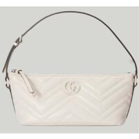 Gucci Women GG Marmont Shoulder Bag White Matelassé Chevron Leather (10)