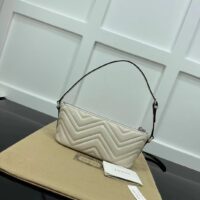 Gucci Women GG Marmont Shoulder Bag White Matelassé Chevron Leather (10)