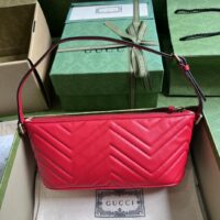 Gucci Women GG Marmont Small Shoulder Bag Red Matelassé Chevron Leather (1)