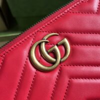 Gucci Women GG Marmont Small Shoulder Bag Red Matelassé Chevron Leather (1)