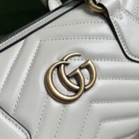 Gucci Women GG Marmont Small Top Handle Bag White Matelassé Chevron Leather (7)