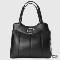 Gucci Women GG Petite GG Small Tote Bag Black Leather Double G (2)