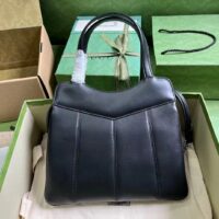 Gucci Women GG Petite GG Small Tote Bag Black Leather Double G (2)