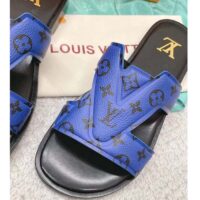 Louis Vuitton LV Unisex Oasis Mule Blue Monogram Grained Calf Leather Rubber (1)