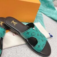 Louis Vuitton LV Unisex Oasis Mule Eclipse Green Monogram Grained Calf Leather Rubber (6)