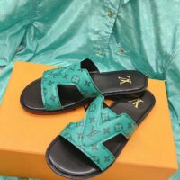 Louis Vuitton LV Unisex Oasis Mule Eclipse Green Monogram Grained Calf Leather Rubber (6)