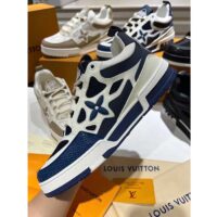 Louis Vuitton LV Unisex Skate Sneaker Navy Blue Mix Materials Double Laces Rubber (7)