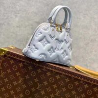 Louis Vuitton LV Women Alma BB Handbag Blue Quilted Embroidered Smooth Calf Leather (5)