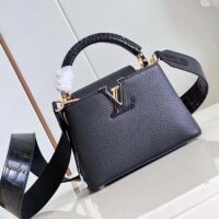 Louis Vuitton LV Women Capucines Mini Handbag Black Taurillon Cowhide Leather (10)