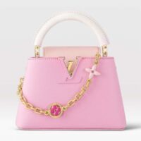 Louis Vuitton LV Women Capucines Mini Handbag Rose Chamallow Pink Taurillon Leather (1)