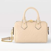 Louis Vuitton LV Women Speedy Bandoulière 20 Crème Beige Embossed Grained Cowhide Leather (11)